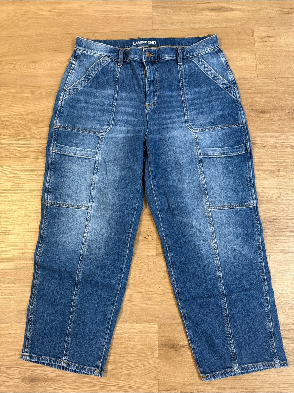Lands' End Women's Medium Blue Boyfriend Carpenter Jeans Size 18
